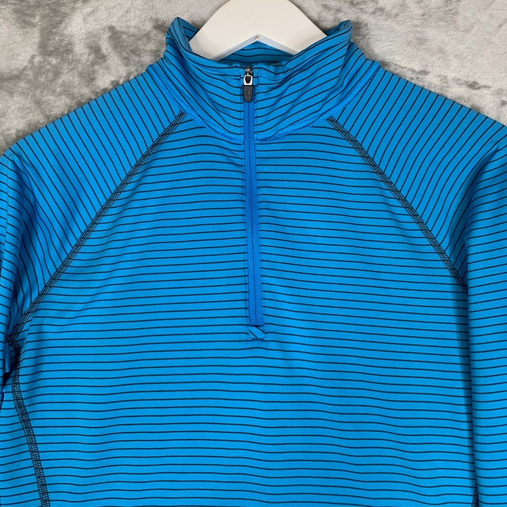 Eddie Bauer First Ascent FreeHeat Pro Blue Striped 1/4 Zip Baselayer Womens L‎ - Picture 2 of 12